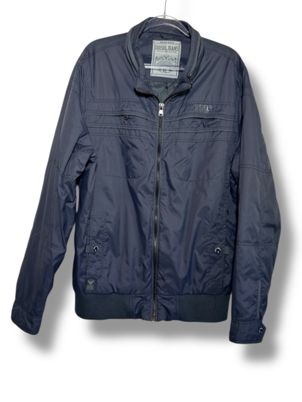 Diesel Jacket Men's Navy Blue Lightweight Zip Light Utility Bomber Size XL